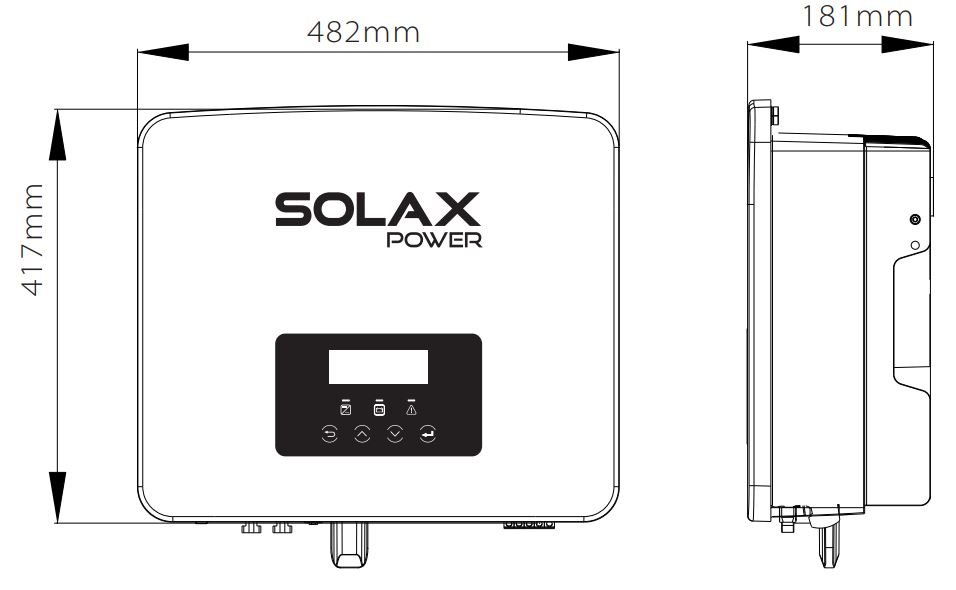 Tamaño del inversor SolaX X1 Hybrid Generación 4
